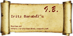 Iritz Barabás névjegykártya